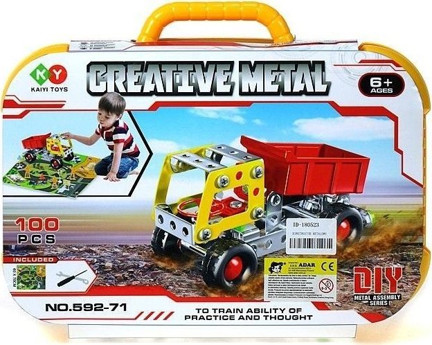 Klocki metalowe do skręcania z matą w walizce