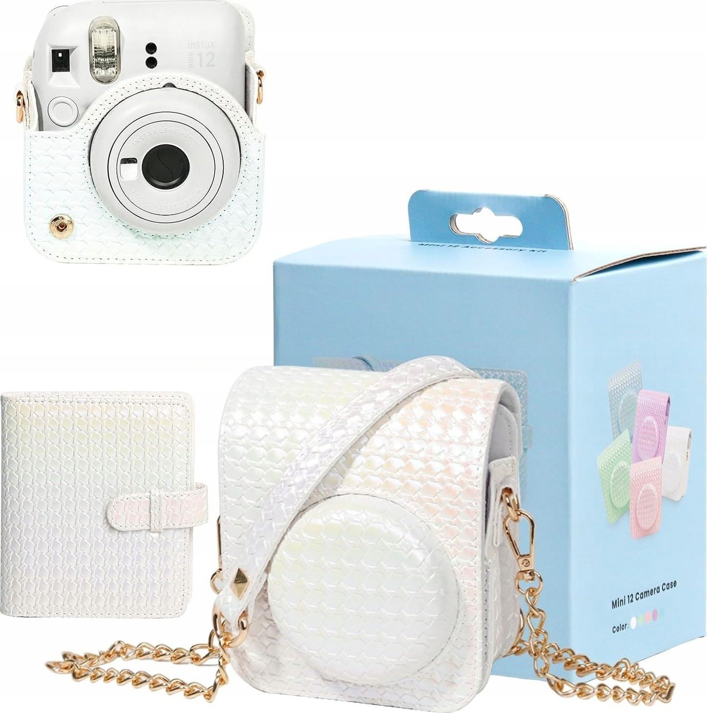 LoveInstant Zestaw 2w1 Futerał Etui Case Do Fuji Instax Mini 12 + Album Na 64 Zdjęcia / Biały