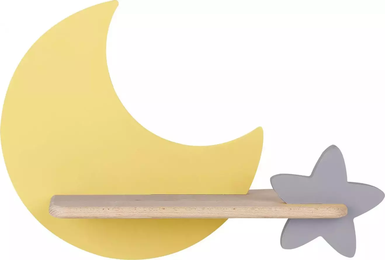 Lumes Żółto-szary kinkiet dziecięcy księżyc z gwiazdką - K029-Bibi
