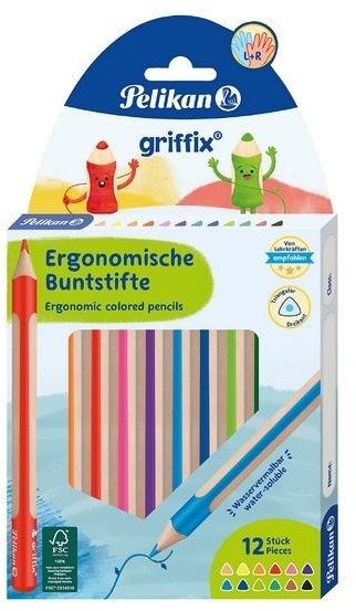 Kredki ołówkowe trójkątne Griffix 12 kolorów EDUKAMP