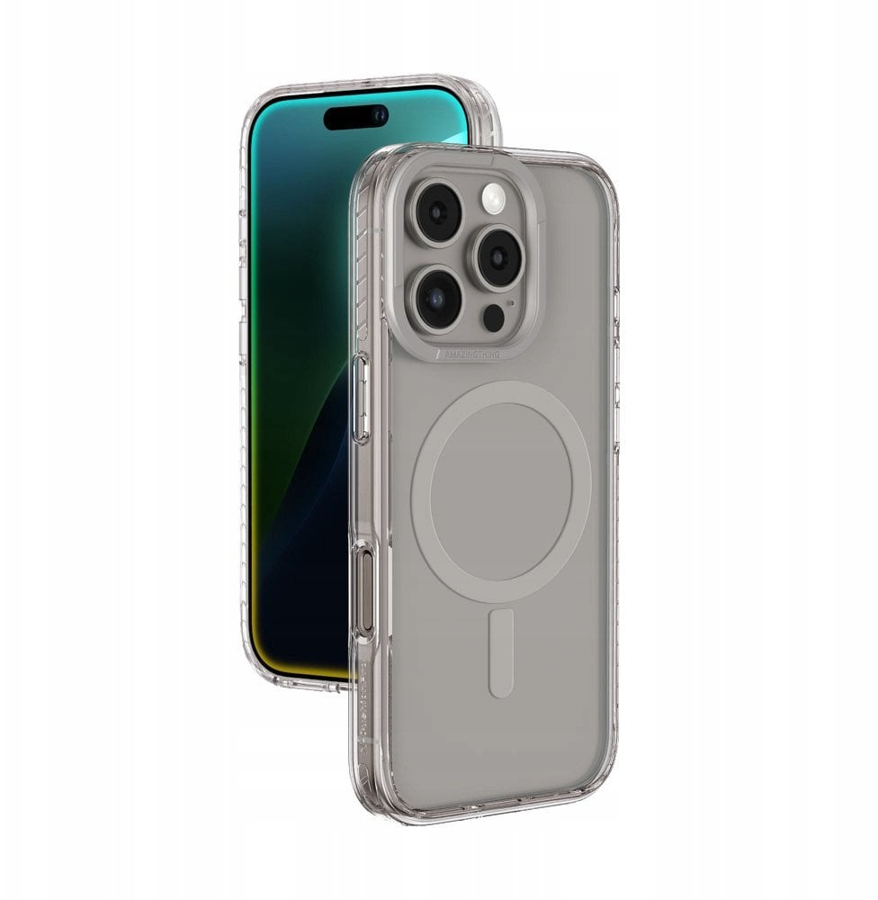 Etui silikonowe AMAZINGTHING Titan Pro Mag Case z pierścieniem magnetycznym do iPhone 16 Pro - szare
