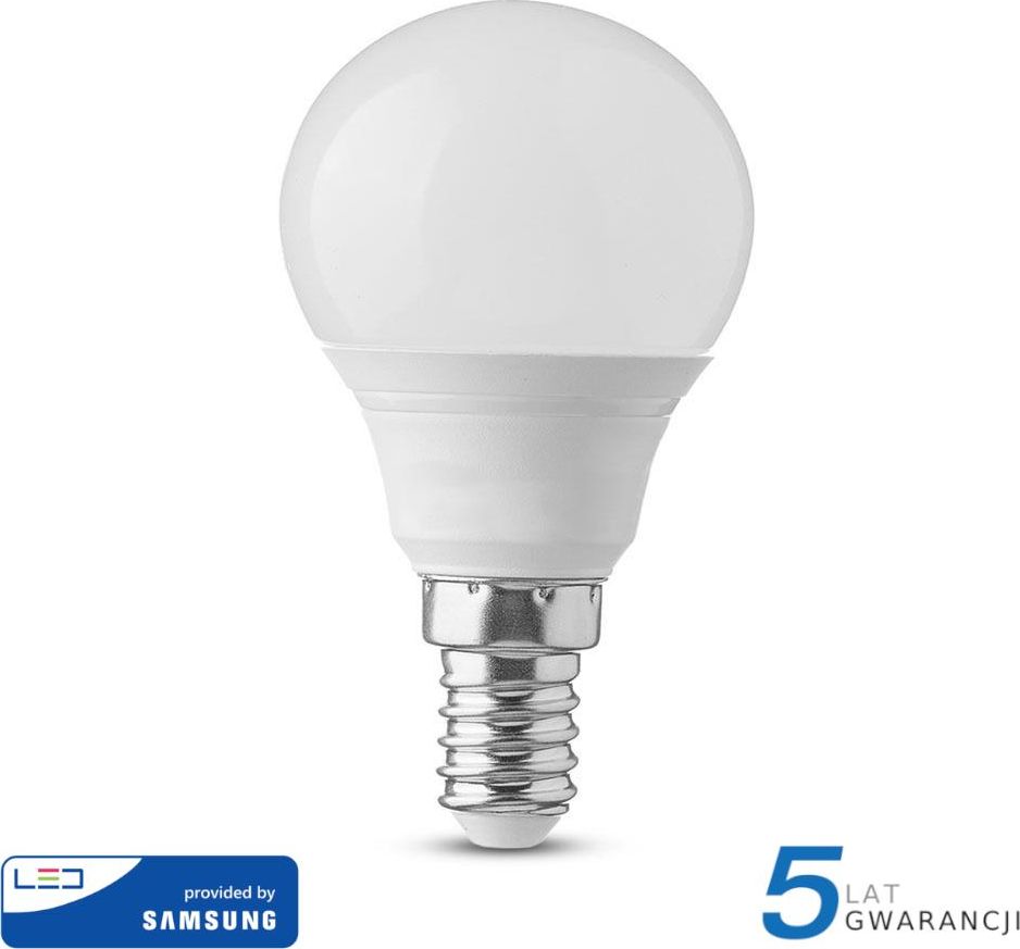 V-TAC 5.5W LED lemputė V-TAC, P45, E14, 3000K su LED SAMSUNG diodu