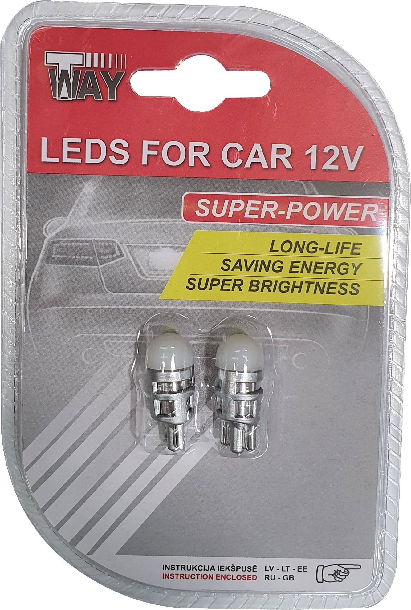 LED BULBS T10 WHITE 2PCS