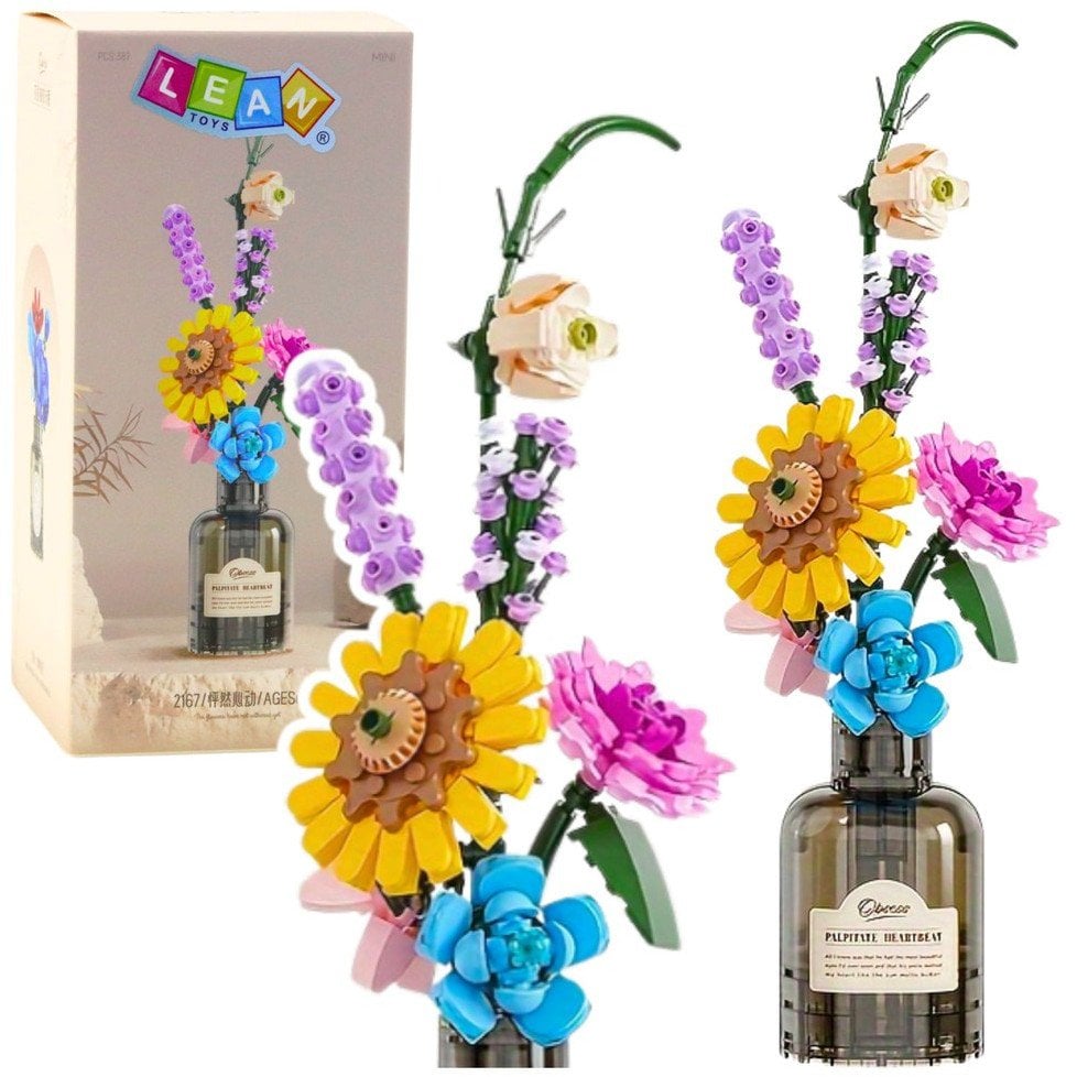 Klocki Konstrukcyjne Bukiet Kolorowych Kwiatów W Wazonie 387 el.