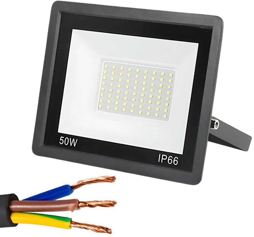 Naświetlacz halogen reflektor led 50w 6000k zewnętrzny wodoodporny ip66