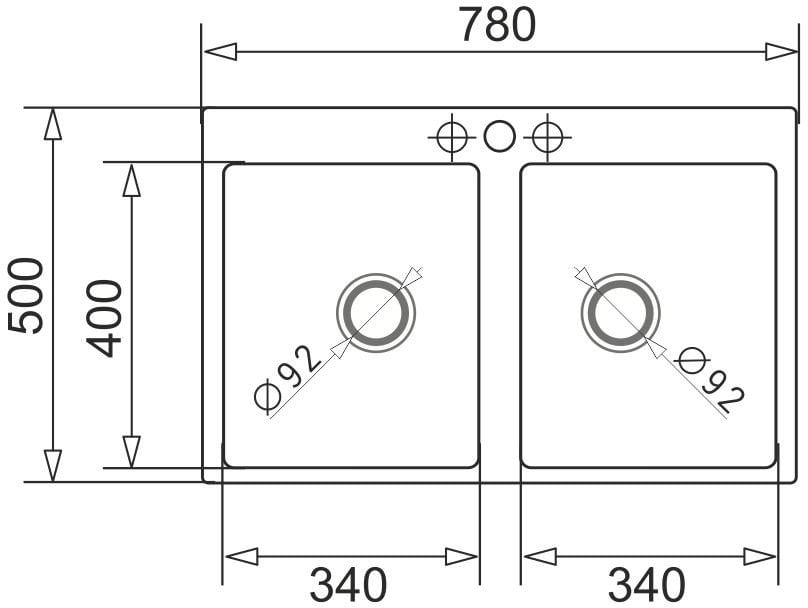 Pyramis Zlew. SPARTA 78x50 2B czarny + Bateria LUNGO