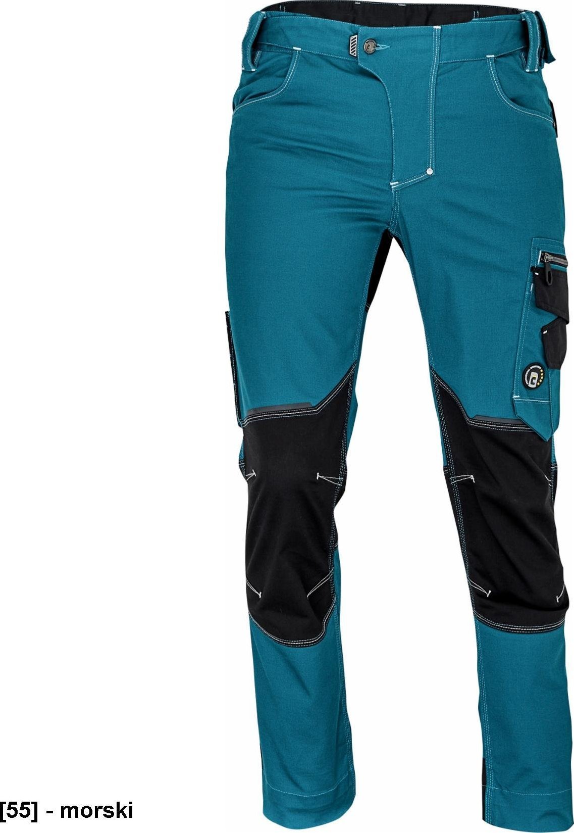CERVA NEURUM CLASSIC spodnie - męskie spodnie robocze, 6 kieszeni, elastyczny materiał Trifibetex, odblaski - morski 62