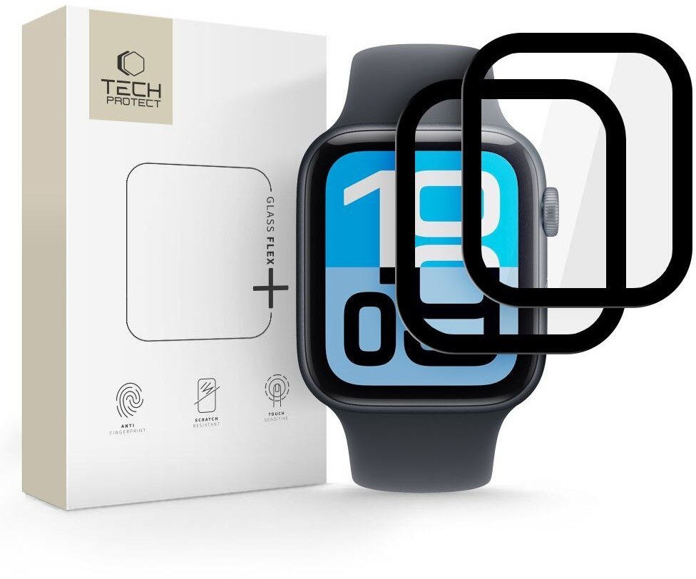 SZKŁO HYBRYDOWE TECH-PROTECT GLASS FLEX+ 2-PACK APPLE WATCH 4 / 5 / 6 / SE 1 / 2 / 3 (44MM) BLACK