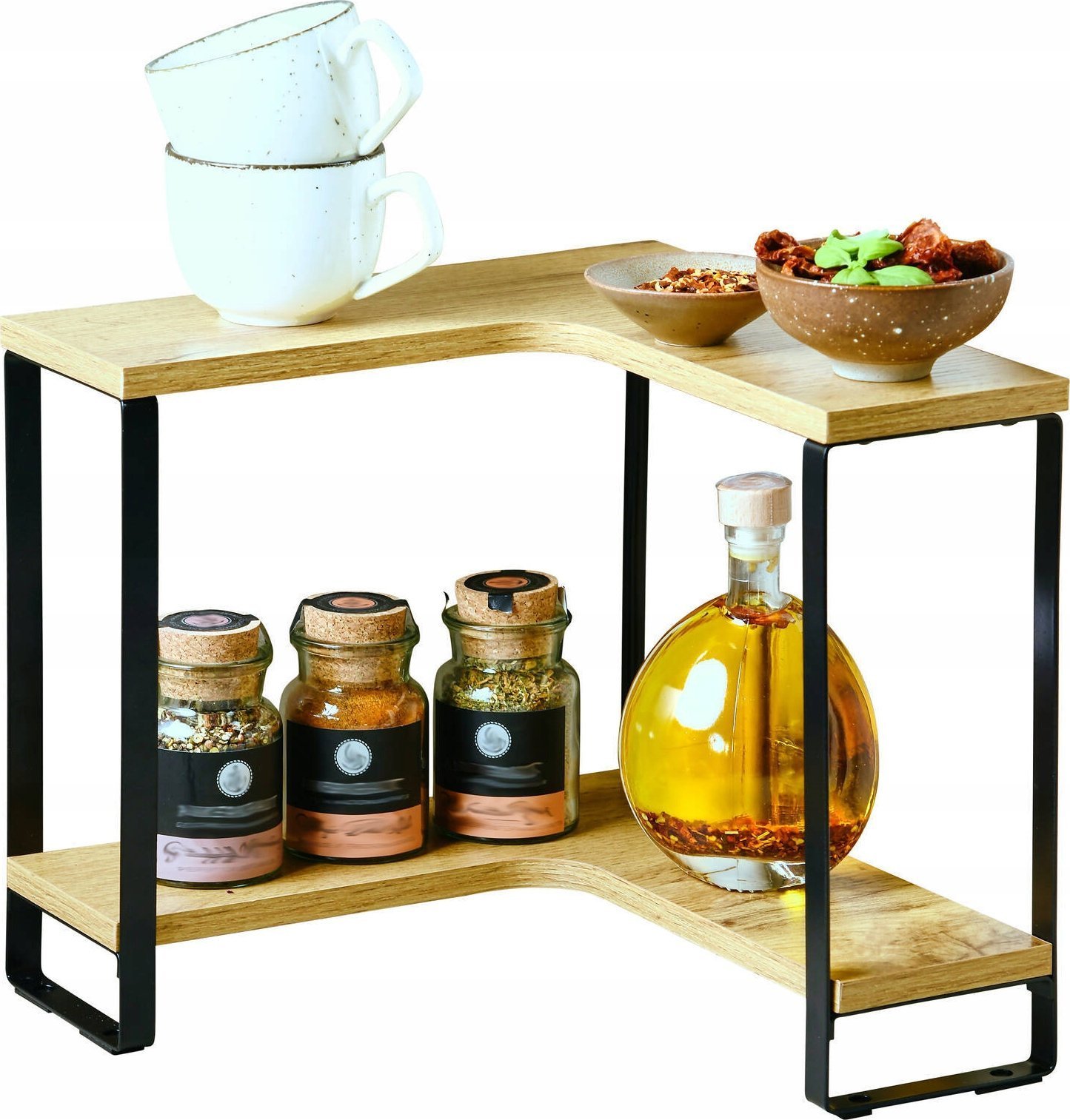 Kesper Narożna półka kuchenna z drewnianymi półkami, 30 x 30 x 28 cm