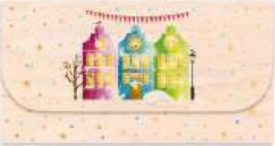 Cozywood Koperta upominkowa drewniana Święta Domki