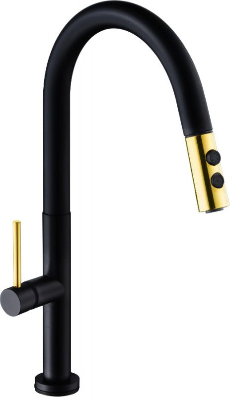 Bateria kuchenna Mexen Ava stojąca czarna ze złotym wykończeniem