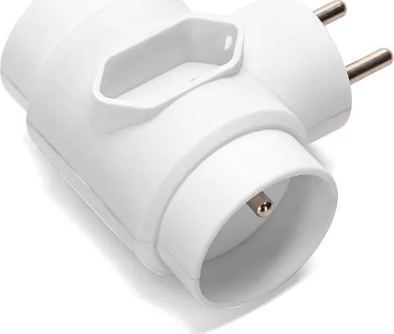 Aigostar Francuski adapter trójdrożny bez wyłącznika 2*16A + 1*2,5A biały Francuski adapter trójdrożny bez wyłącznika 2*16A + 1*2,5A biały