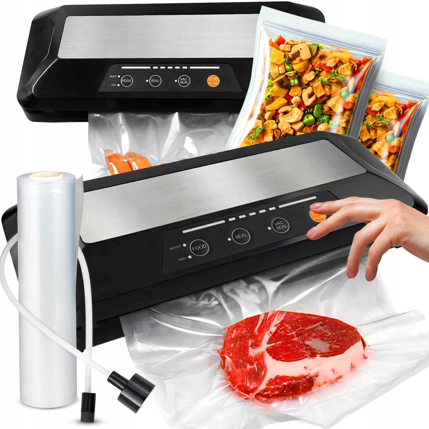 AUTOMATYCZNA ZGRZEWARKA PRÓŻNIOWA DO ŻYWNOŚCI PAKOWARKA 110W + DUŻY ZESTAW