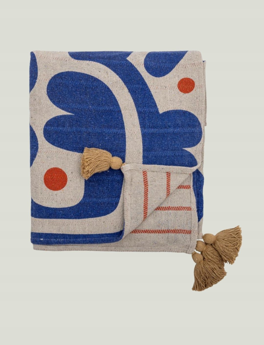 Bloomingville Plaid Niebieski, Wykonana z recyklingu bawełna