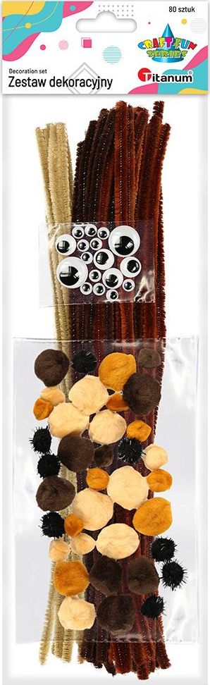 Titanum Druciki kreatywne pompony oczka 80el CRAFT-FUN