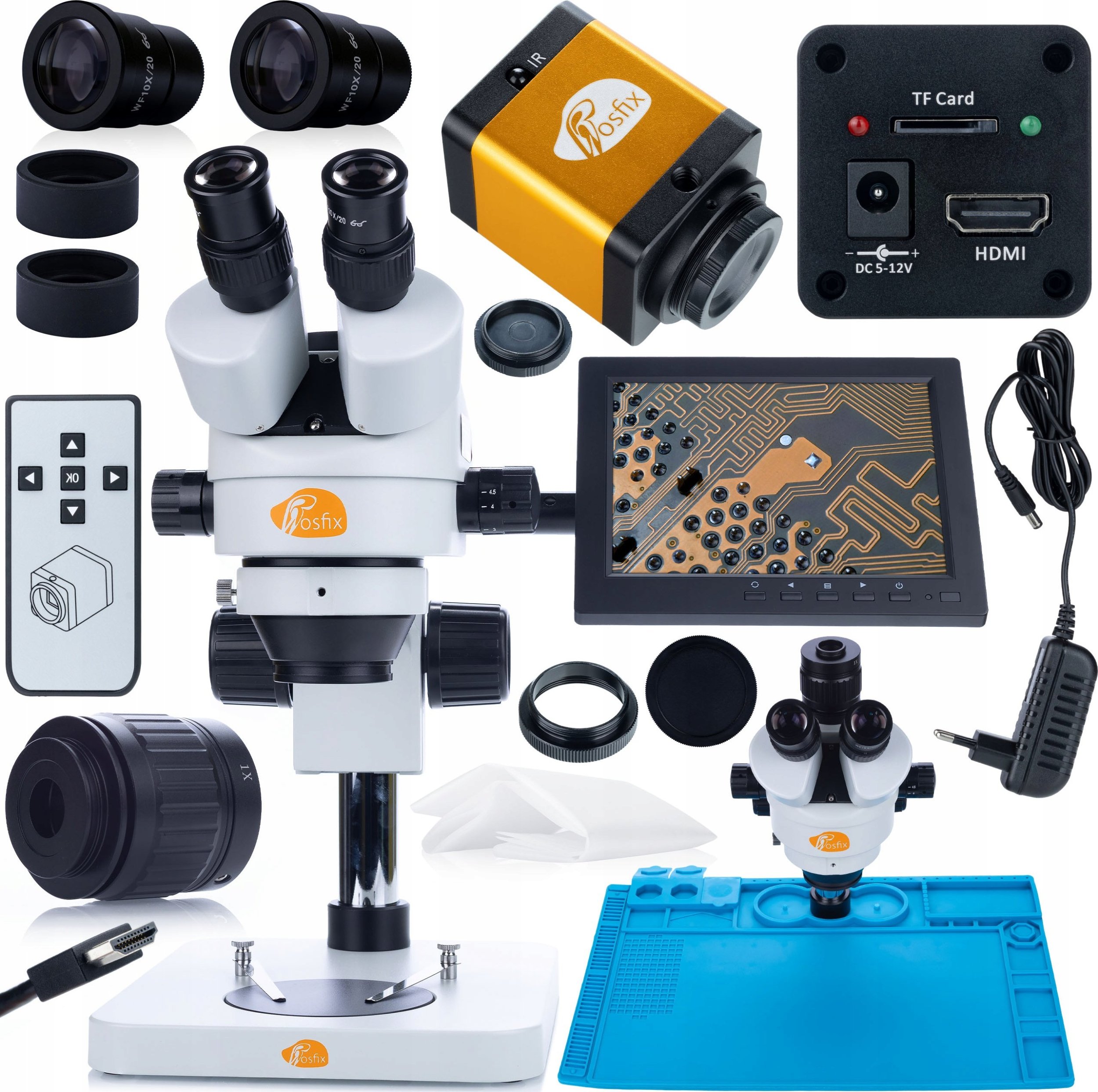 Mikroskop Rosfix ZESTAW MIKROSKOP OPTYCZNY MERCURY KAMERA 12MPIX HD+ MATA UCHWYT WYŚWIETLACZ