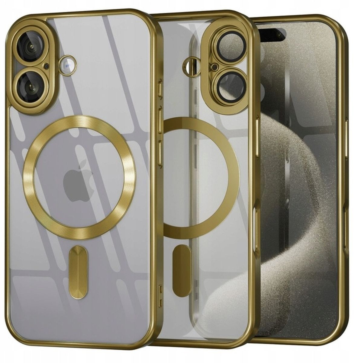 Etui Magnetyczne Supero TPUPlating MagSafe do iPhone 16, przezroczysto-złote