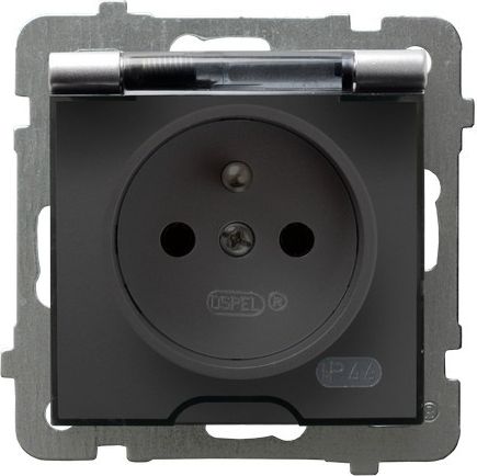 Ospel Gniazdo AS bryzgoszczelne z uziemieniem IP44 srebrne (GPH-1GZ/m/18/d)