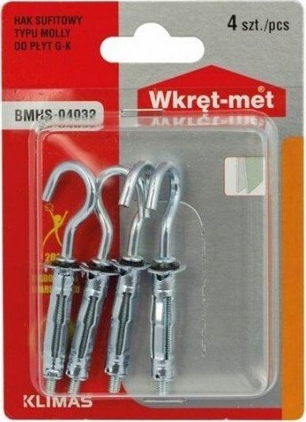 Wkręt-met Hak sufitowy molly z kołkami stalowymi 4x32 mm 4 szt