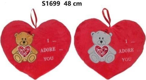 Poduszka Serce miś 48cm MIX