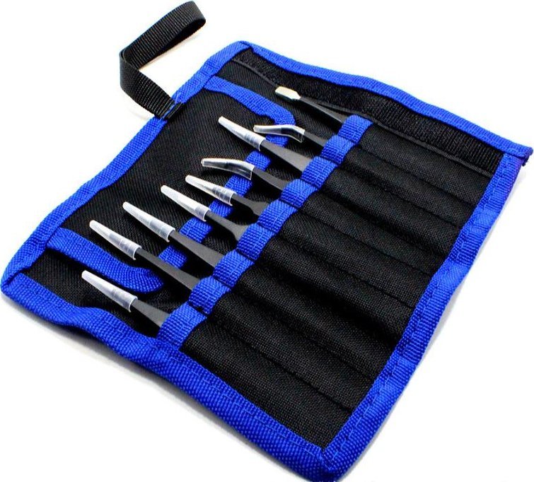 OEM Zestaw 9 precyzyjnych pęset + etui