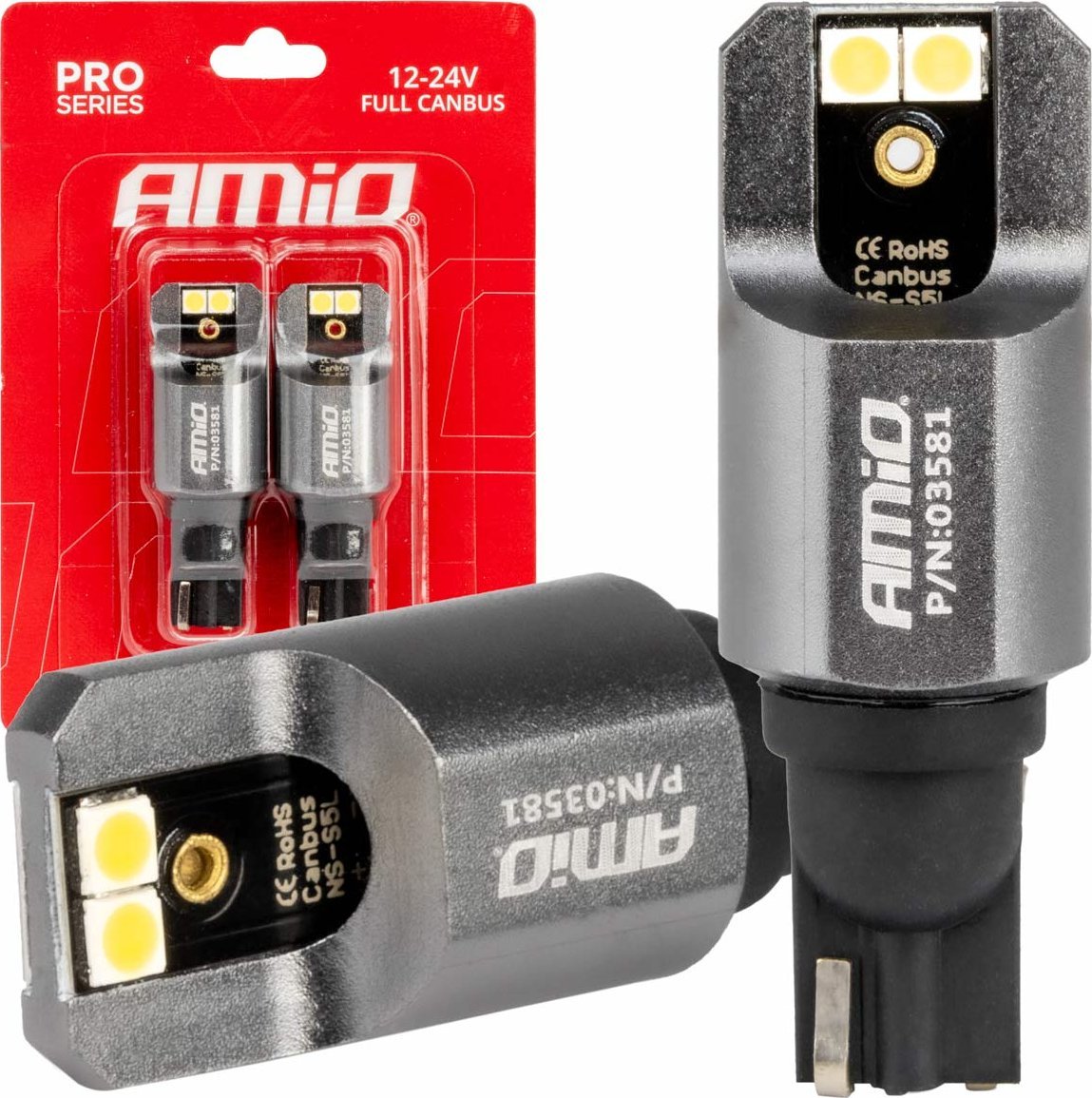 AMiO Żarówki led full canbus pro t15 w16w 4x3030 smd białe 12v 24v amio-03581