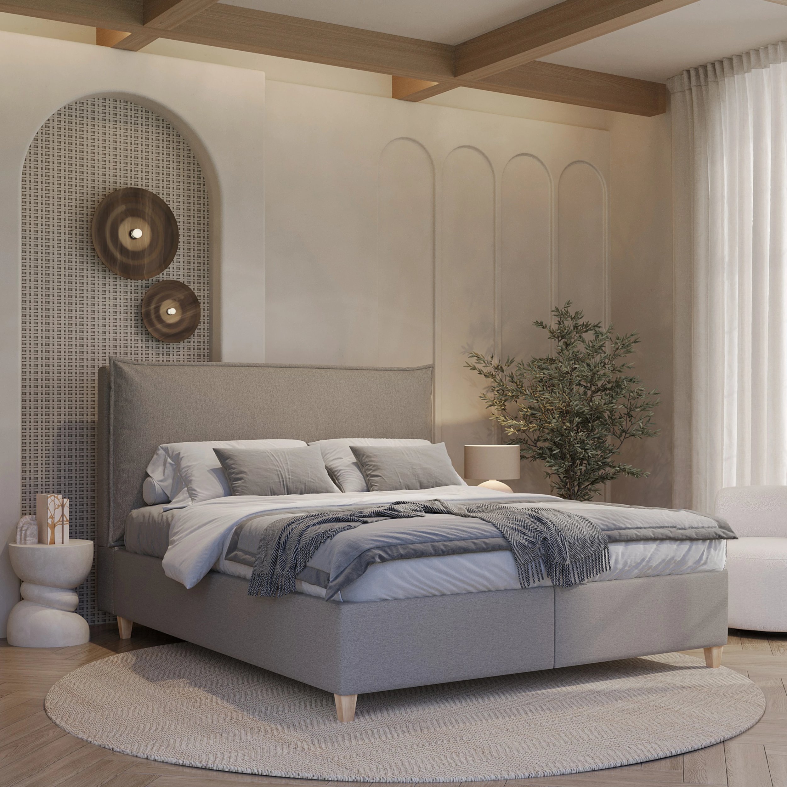 Łóżko Mono kontynentalne 180x200 cm, Grupa 1, Pojemnik: Tak ramowe/kontynentalne, tapicerowane, z pojemnikiem TAK/NIE