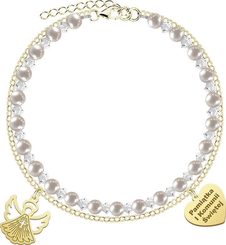Radziszewska Jewellery I KOMUNIA ŚWIĘTA Bransoletka z Aniołkiem pozłacana srebro GRAWER GRATIS