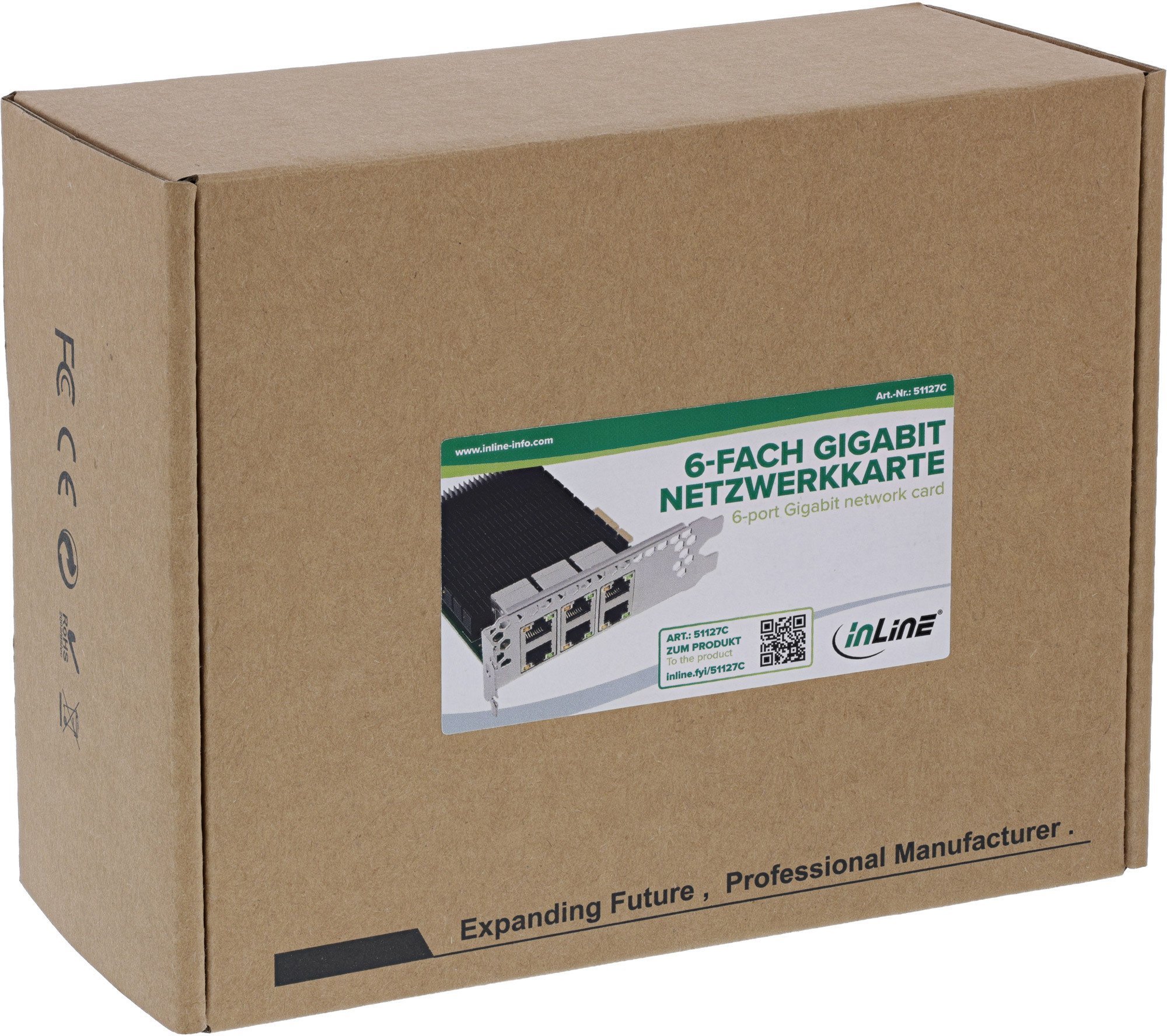 Karta sieciowa InLine ® 6-krotny Gigabit karta sieciowa 6x RJ45 1 Gb/s PCIe x4