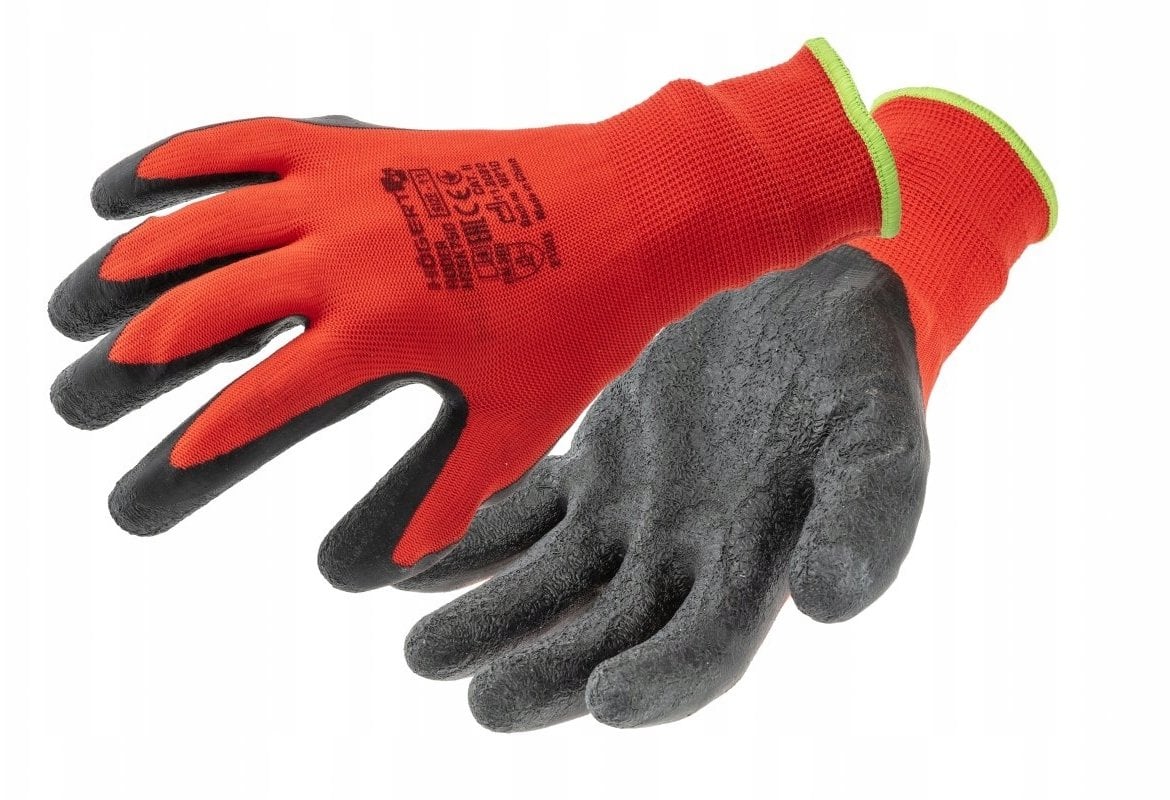 RODER rękawice ochronne powlekane lateksem czerwone/czarne 11