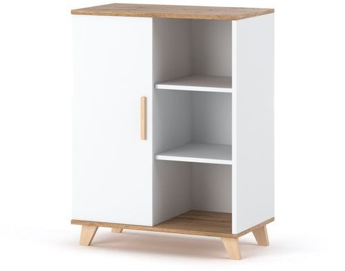 Komoda Z Drzwiami Olivier 80cm Nowoczesna Skandynawska Szafka Rtv Biała Mat