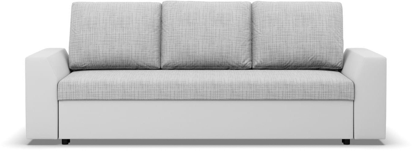 Kanapa rozkładana z funkcją spania, Viktor, ekoskóra, 232x92x92 cm, biel, szary | TYLETEGOTU