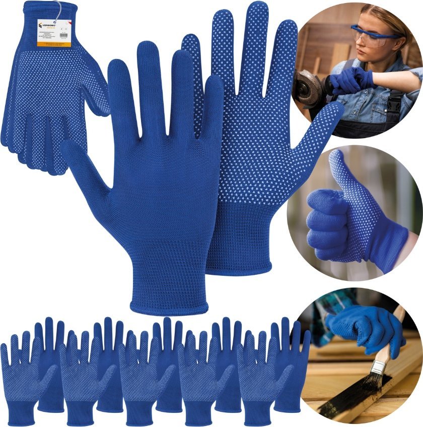 VERGIONIC RĘKAWICZKI OGRODOWE ANTYPOŚLIZGOWE RĘKAWICE DO WARSZTATU MOCNE 5 par