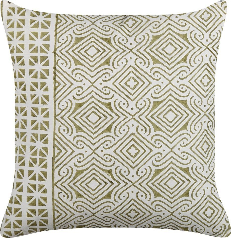 Beliani Bawełniana poduszka dekoracyjna w orientalny wzór 45 x 45 cm zielono-biała LARICS!