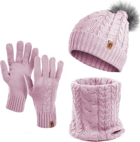 HEYO Zimowy zestaw damski czapka komin i rękawiczki HZ0004 Heyo