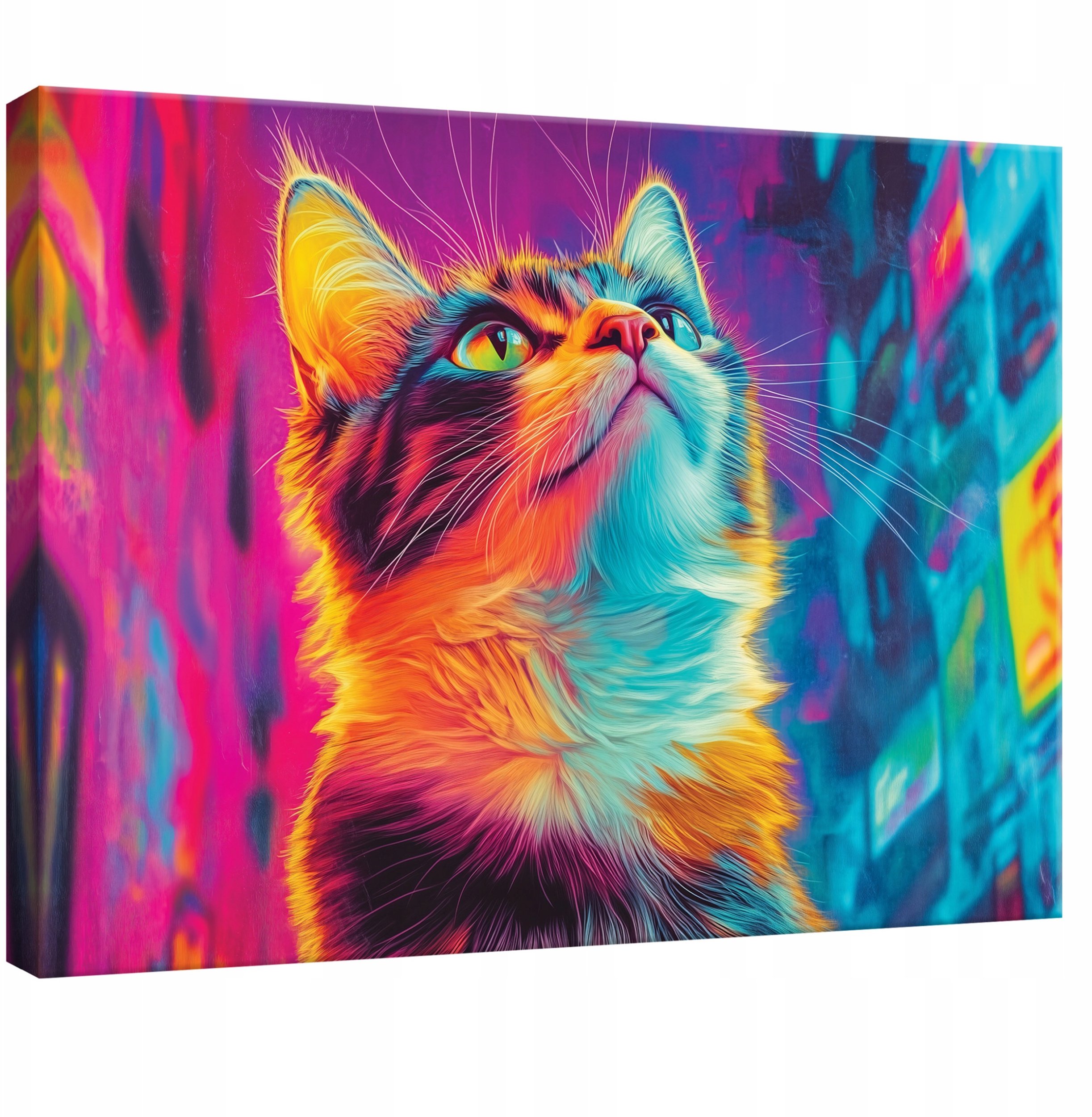 OBRAZ NA PŁÓTNIE ŚCIANĘ KOT ABSTRAKCJA DO POKOJU DZIECIĘCEGO 100x70