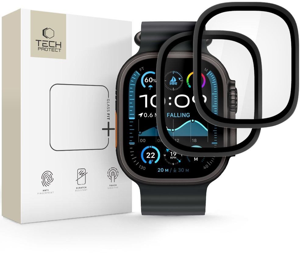 Szkło hartowane Tech-Protect Glass Ring do Apple Watch Ultra 1 / 2 49mm Black [2 PACK]