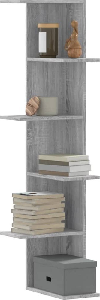 vidaXL Narożna półka ścienna, szary dąb sonoma, 36,5x36,5x140 cm