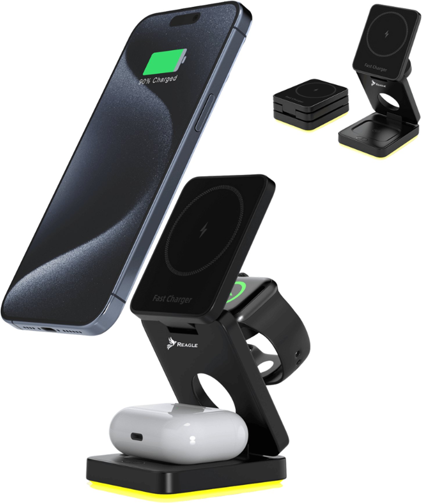 Ładowarka Reagle SKŁADANA ŁADOWARKA INDUKCYJNA 3W1 MAGSAFE QI 15W IPHONE AIRPODS SMARTWATCH