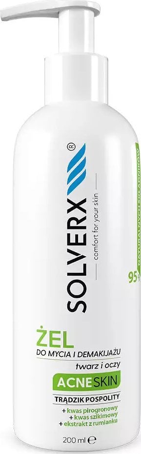 Solverx Acne Skin żel do mycia i demakijażu twarzy i oczu do skóry trądzikowej i tłustej 200ml