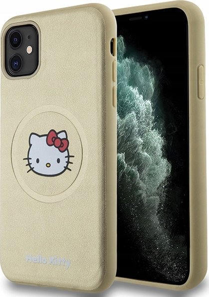 Sourcing Hello Kitty HKHMN61PGHCKD iPhone 11 / Xr 6.1" gold/gold hardcase Leather Kitty Head MagSafe