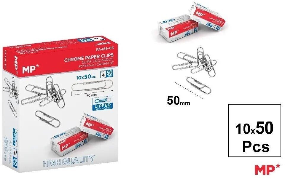 Spinacz srebrny 50mm 10x50szt