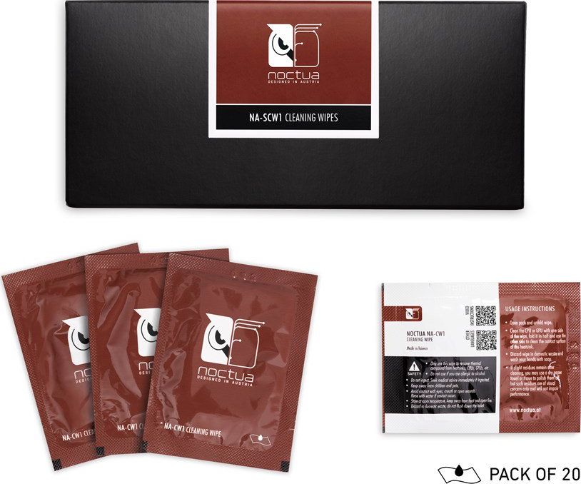 Noctua Chusteczki nawilżane do usuwania pasty termoprzewodzącej 20 szt. (NA-SCW1)