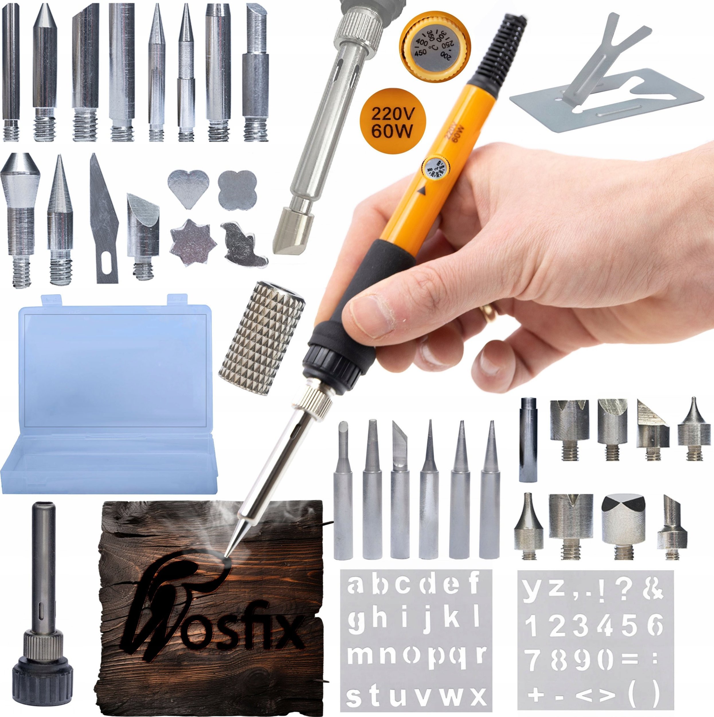 Rosfix MEGA ZESTAW LUTOWNICA PRECYZYJNA Z REGULACJĄ 60W WYPALANIE DREWNA BOX HQ