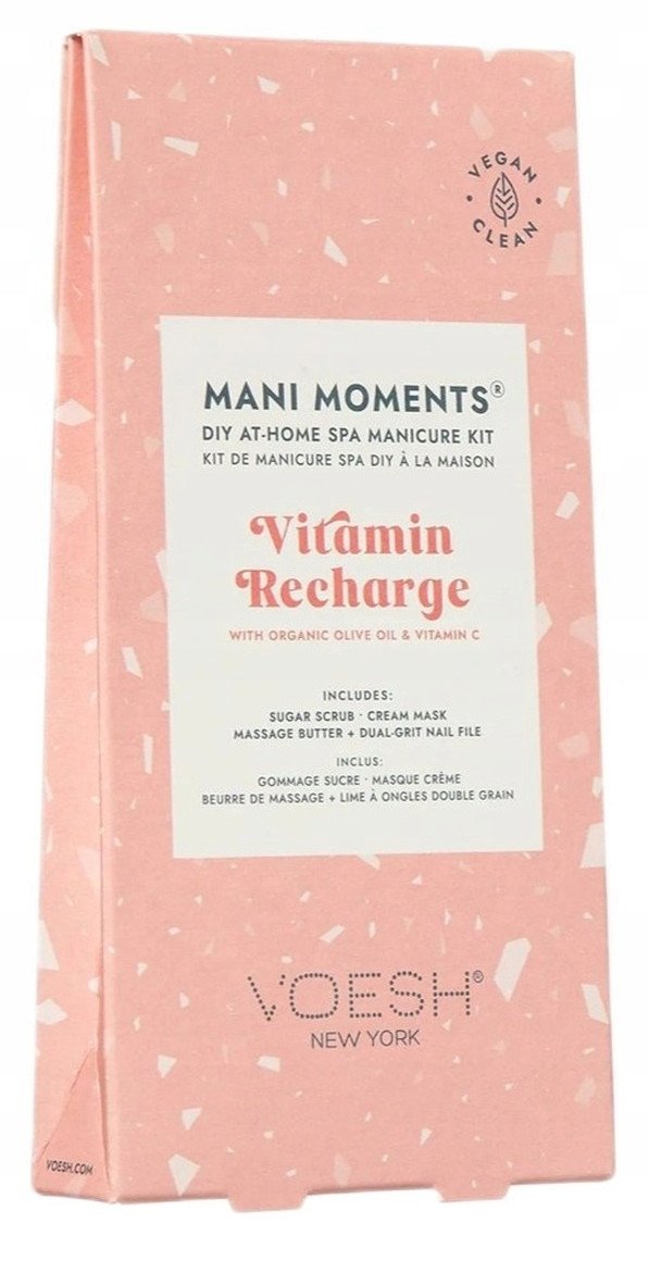 VOESH_SET Mani Moments Vitamin Recharge zestaw do manicure peeling cukrowy + maska kremowa + masło do masażu + pilnik do paznokci