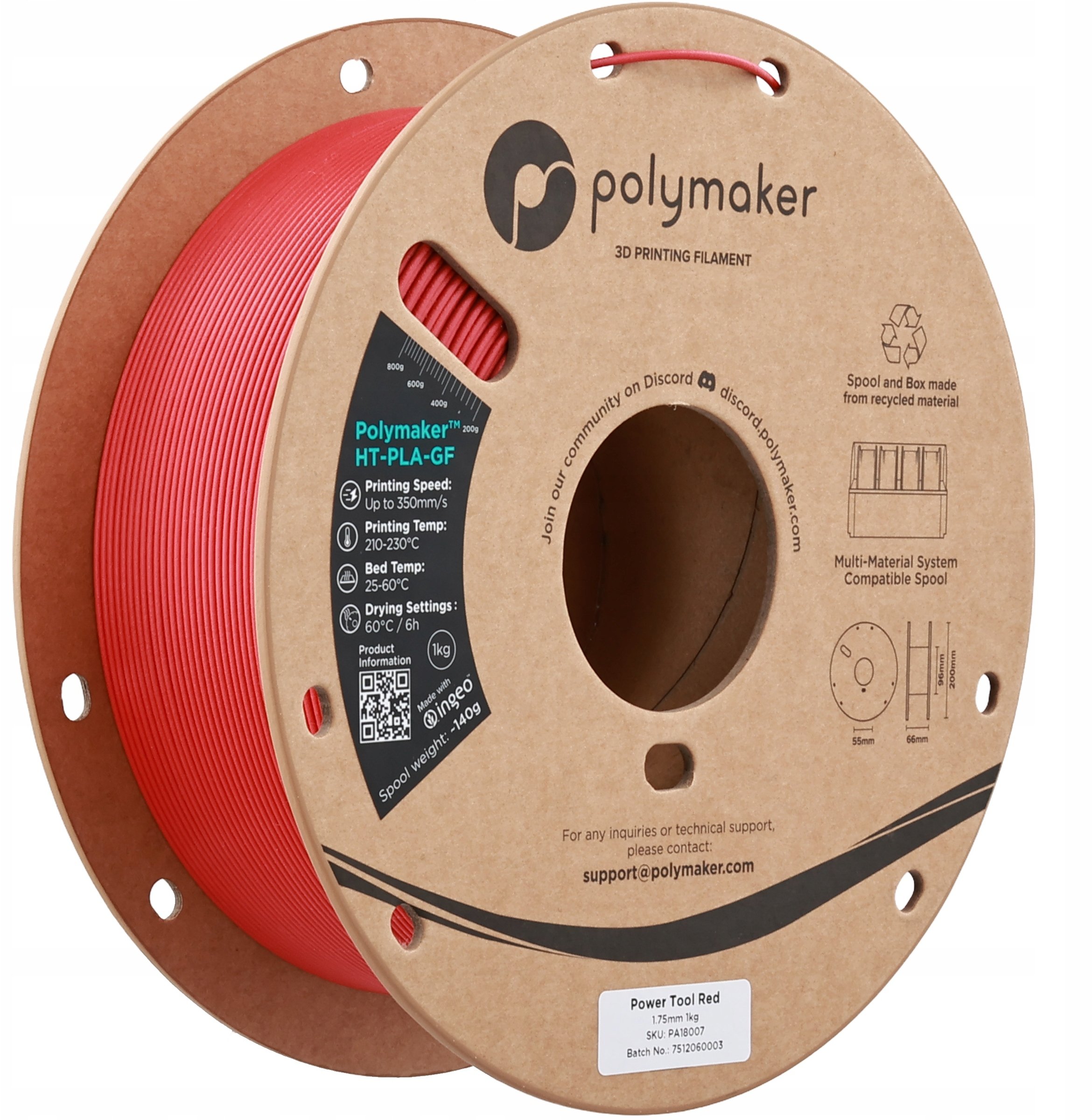 Polymaker HT-PLA-GF 1.75mm 1kg - Power Tool Red