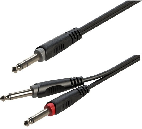 Roxtone Kabel audio 6m Wtyk Jack 6.3mm Stereo 2x Wtyk Jack 6.3mm Mono RAYC100L6