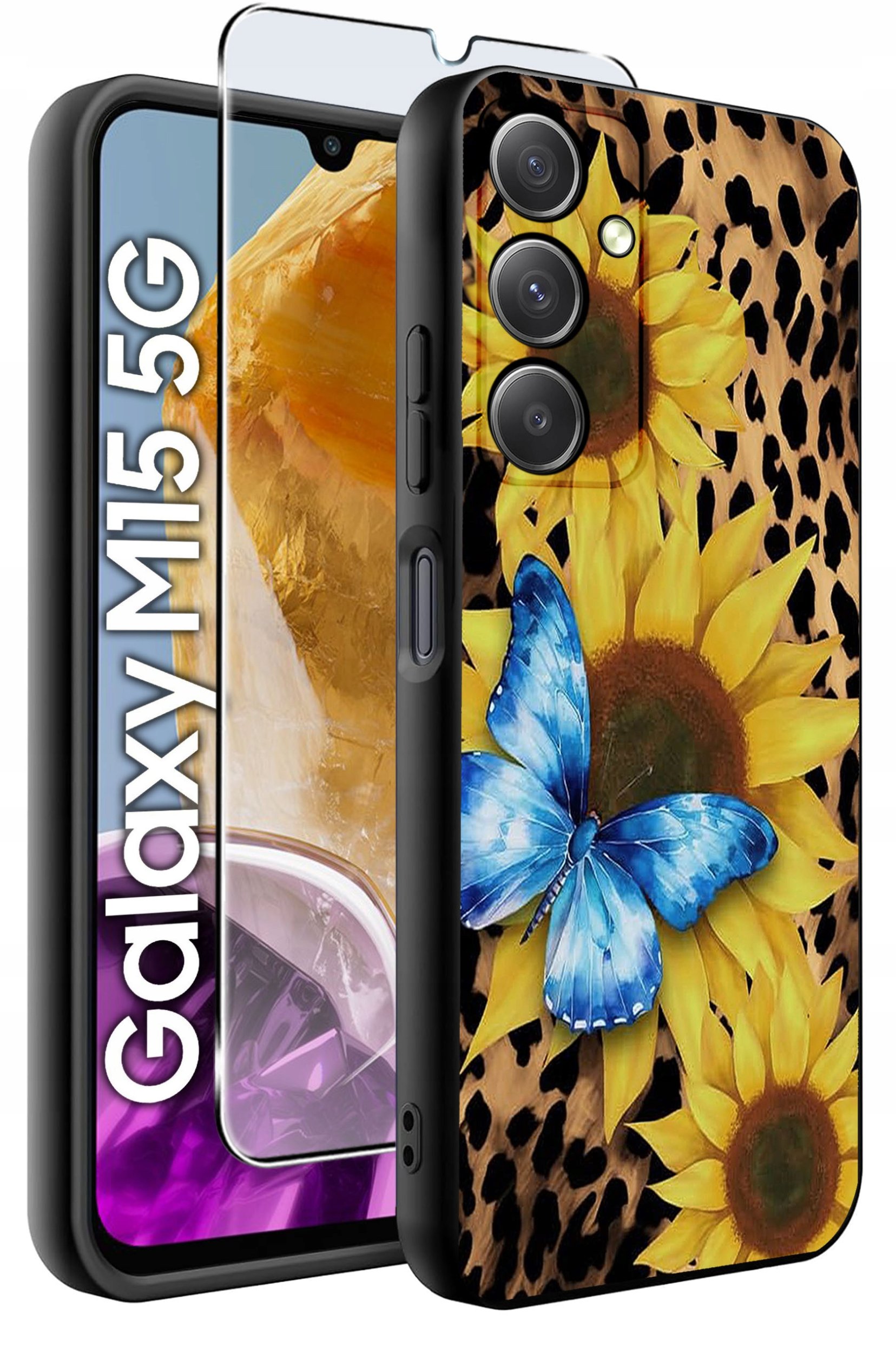 ETUI do Samsung M15 5G WZORY | SILIKONOWE MATT CASE + SZKŁO HARTOWANE 9H