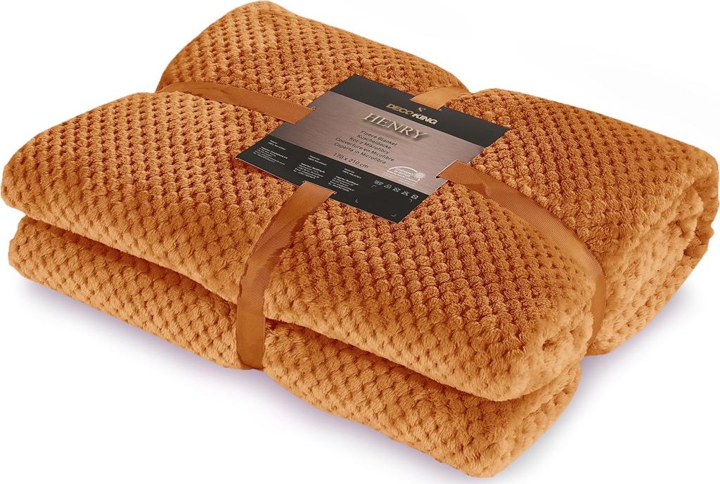 Decoking Koc mikrofibra na fotel 70x150 Henry imbirowy ginger Decoking