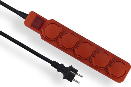 Elgotech Przedłużacz warsztatowy Extreme 5 gniazd z/u czerwony IP44 3m (PW-503W)